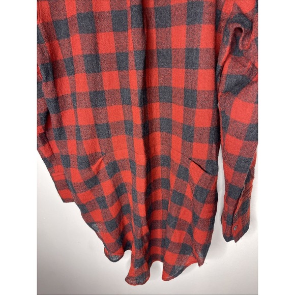 Mens Ann Demeulemeester Red‎ Black Buffalo Check Plaid Wool Button Down Shirt M - Picture 6 of 6